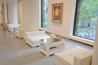 lounge space at art event at MFA