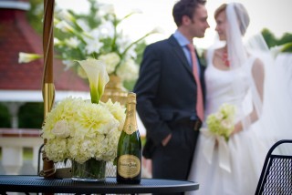 far away shot of bride & groom